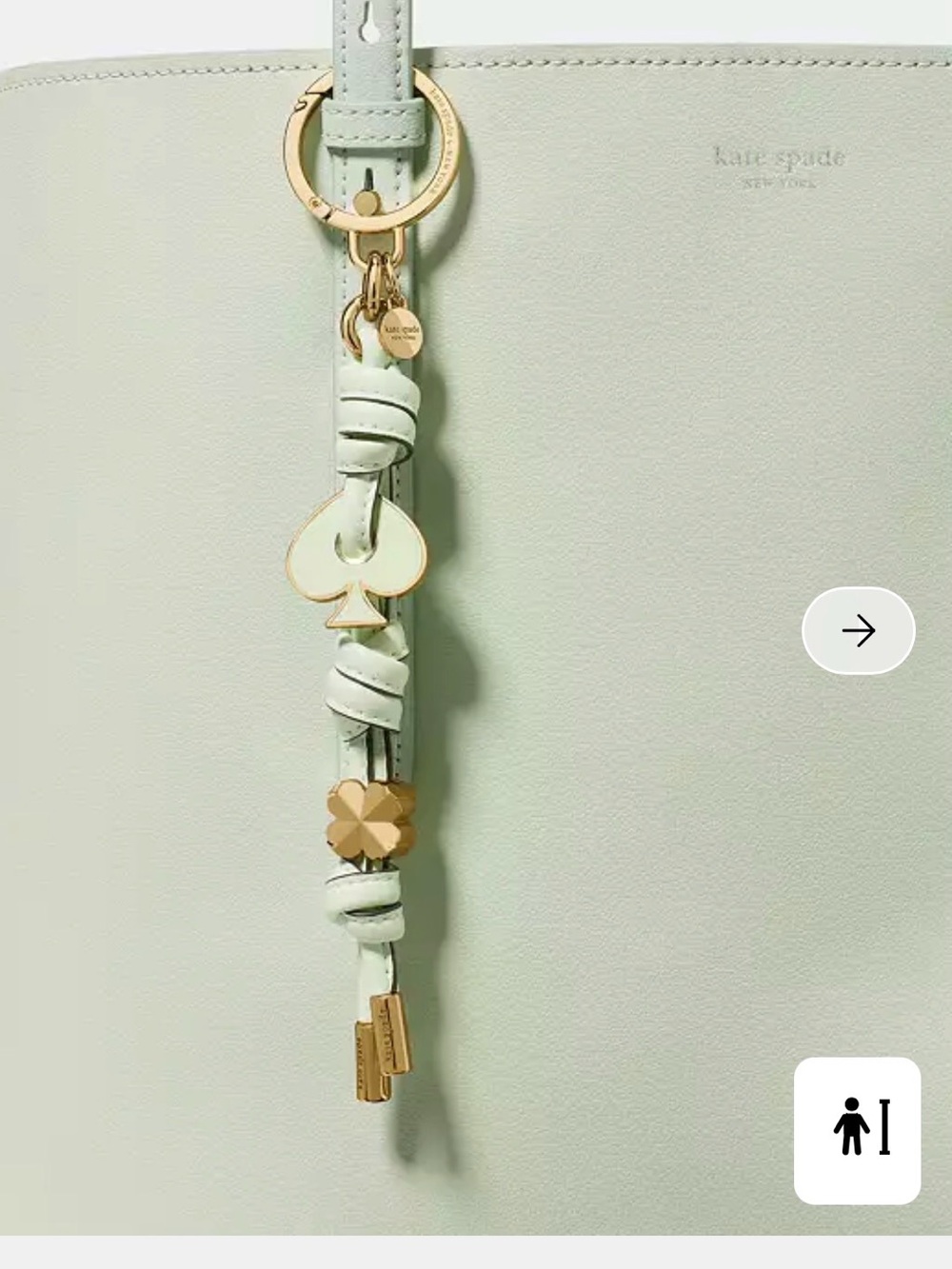 kate spade Mint Leather Tassel Key Fob with Gold Accents